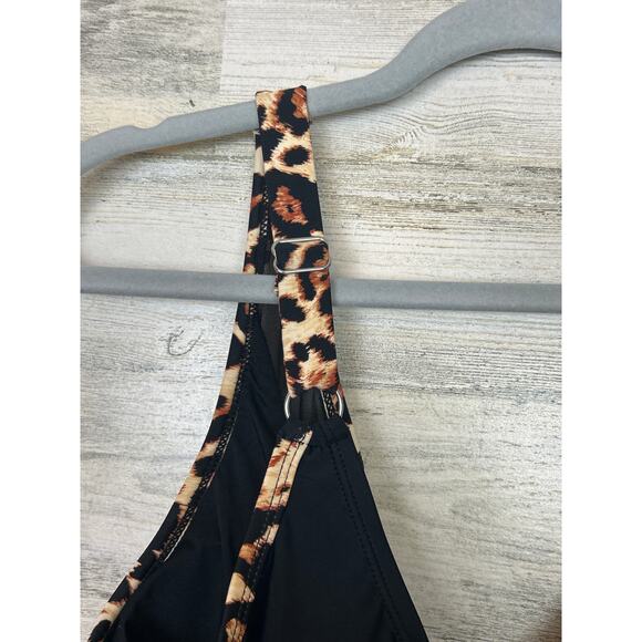 Amazon Women’s 0X Black Cheetah Print One Piece Cheeky Swimsuit New - Picture 5 of 5